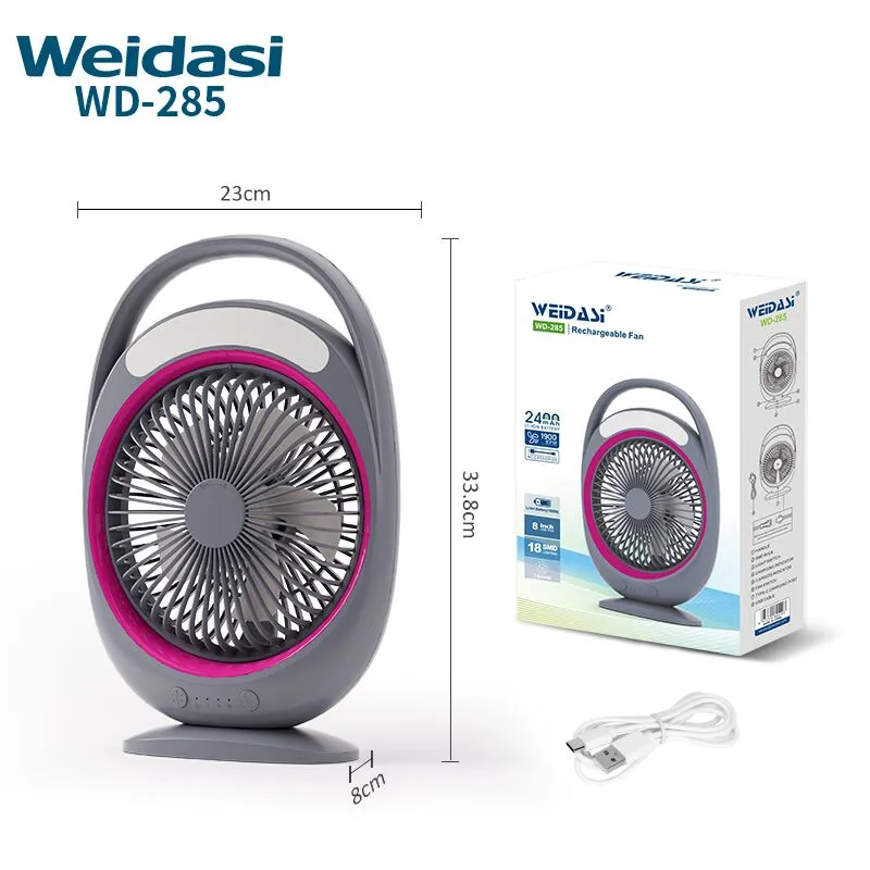 Weidasi WD-285 রিচার্জেবল পোর্টেবল টেবিল ফ্যান - Image 3