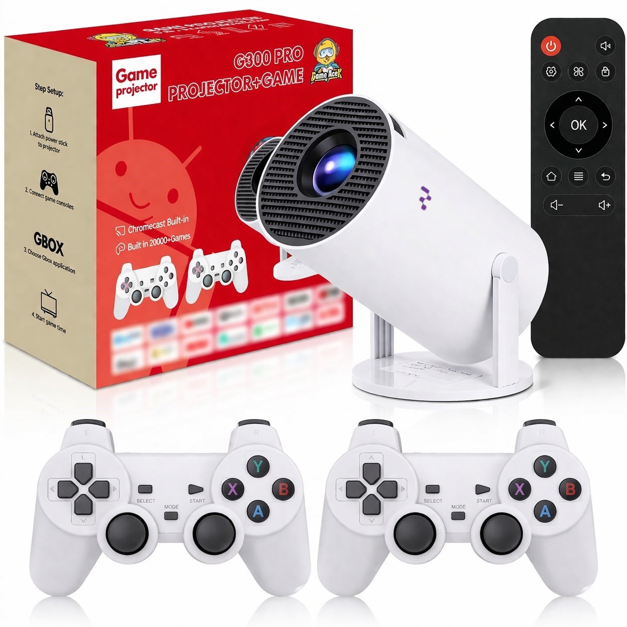 G300 Pro স্মার্ট গেমিং প্রজেক্টর (20,000+ বিল্ট-ইন গেম, Android 11, Wi-Fi 6) - Image 5