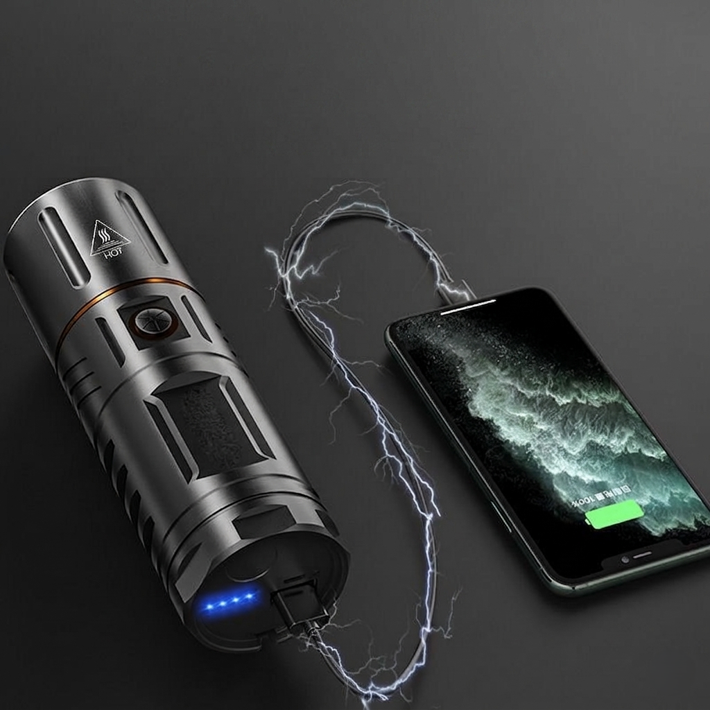 Rechargeable LED Flashlight with Telescopic Zoom & Power Bank Function - Image 3