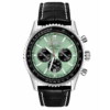 Luxury Chronograph Men's Watch – Green Dial & Black Leather Strap/(armyfashionbd)